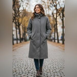 THE WHITE COMPANY GRAY WARM FAUX FUR COAT JACKET PARKA